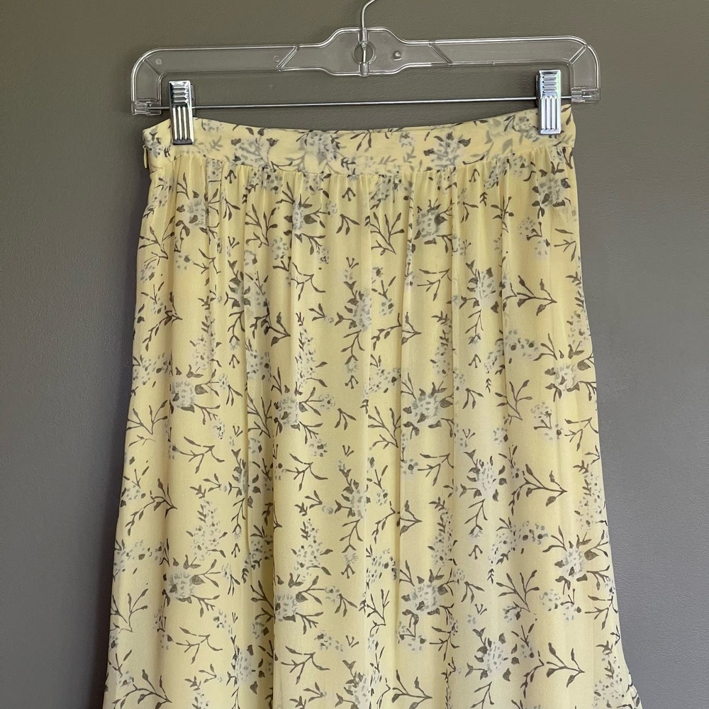 Ulla Johnson Marilyn Ruffled Silk Georgette Skirt in Acacia Floral Yellow Runway - Picture 11 of 12